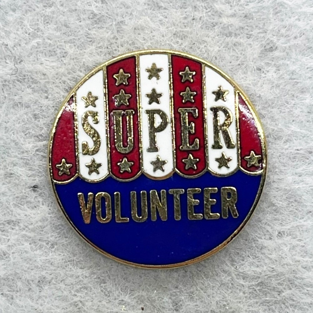 🔮 5/$25 Vintage Super Volunteer Red White And Blue Pin
